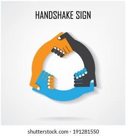 Handshake abstract sign vector design template. Business creative concept.vector illustration contains gradient mesh.