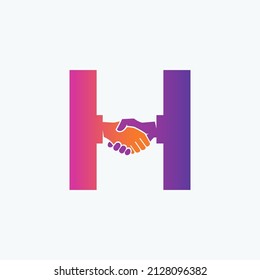 Handshake Abstract Vector Sign, Symbol Icon Template. Hand Shake Incorporated in Letter H Isolated