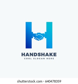 Handshake Abstract Vector Sign, Symbol or Logo Template. Hand Shake Incorporated in Letter H Concept. Isolated.