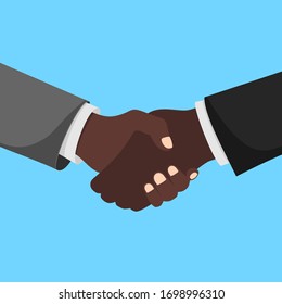 Handshake of afro american business partners. Shake hands, agreement, good deal, partnership concepts. Modern flat design 