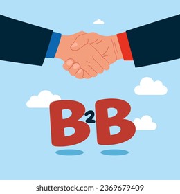 Handshake to agree business deal on alphabet B2B. B2B business to business marketing. Vector illustration