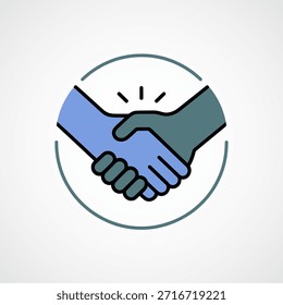 Acuerdo de apretón de manos entre dos personas en un circulo