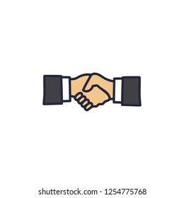 Handshake agreement clip art template. Business and office concept icon. Flat vector illustration
