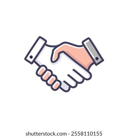 Handshake agreement icon. Partnership symbol, collaboration, deal, unity, teamwork success.  Shows mutual trust and commitment.