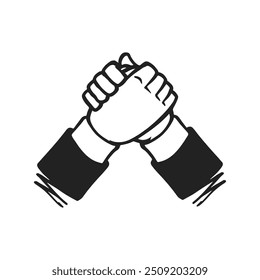 Handshake Agreement Illustration. Vector illustration of two hands symbolizing partnership, trust, and mutual respect. Ideal for use in business concepts of collaboration and agreements.