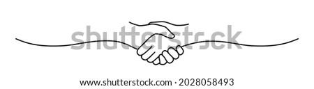 Handshake, agreement, introduction banner hand drawn with single line Stock photo © 