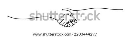 Handshake, agreement, introduction banner hand drawn with single line Stock photo © 