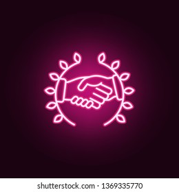 Handshake, agreement neon icon. Elements of Law & Justice set. Simple icon for websites, web design, mobile app, info graphics