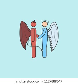 handshake of angel and demon  icon. Element of angel and demon icon for mobile concept and web apps. Filled outline icon can be used for web on blue background