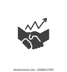 Handshake with arrow vector icon. filled flat sign for mobile concept and web design. Predictive Lead Generation glyph icon. Symbol, logo illustration. Vector graphics