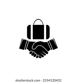 handshake and Bag icon, deal icon vector illustration