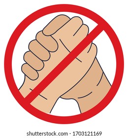 Handshake ban. No handshake icon, avoiding physical contact and infection with the coronavirus. Methods to prevent transmission of infection, virus, coronavirus, influenza. Vector
