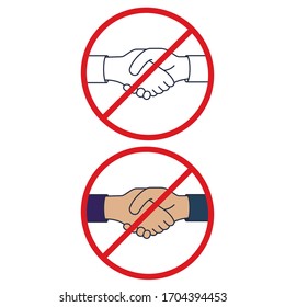 Handshake ban. No handshake. Icon. Avoiding physical contact and infection with the coronavirus. Vector flat illustration eps 10
