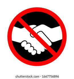Handshake ban. Stop Handshake. Handshake forbidden vector sign. No Handshake icon isolated.
