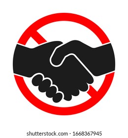 Handshake ban. Stop Handshake. Handshake forbidden vector sign. No Handshake icon isolated.