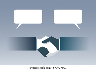 Handshake Banner Business Hands Shake Partners Agreement Concept Flat Vector Illustration