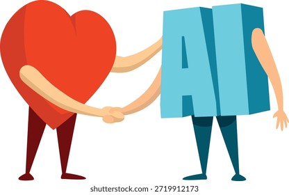 Apretón de manos entre la inteligencia artificial y el corazón