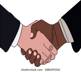 Handshake between black and white people