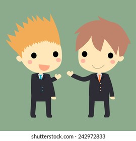 handshake between business man.cute vector