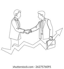 Apretón de manos entre socios comerciales en un estilo de arte continuo de una línea. Ilustración vectorial simple