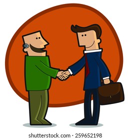 A handshake between a businessman and a customer