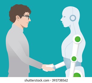 Handshake between man and robot