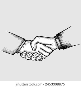 handshake between two businessmen, doodle vector