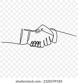 handshake between two businessmen, Hand drawing single one line 