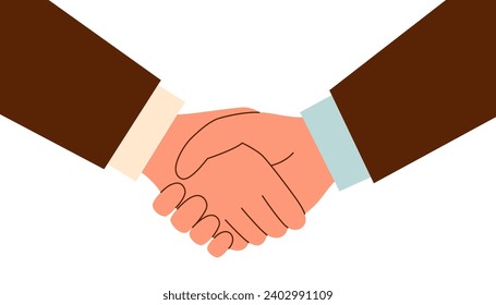 Handshake between two businessmen isolated on a white background.