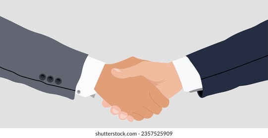 handshake between two businessmen vector with grey background