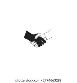 Handshake between two people in black and white, symbolizing partnership and agreement.