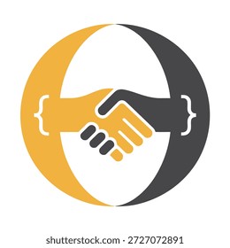 Apretón de manos entre dos personas en un icono de diseño de logotipo de círculo