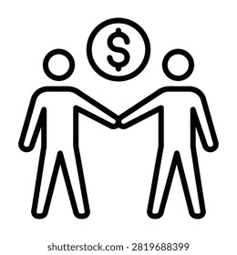 Handshake between two people with dollar sign symbolizing business partnership