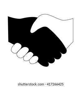 handshake between two people entering into the transaction icon flat design vector illustration