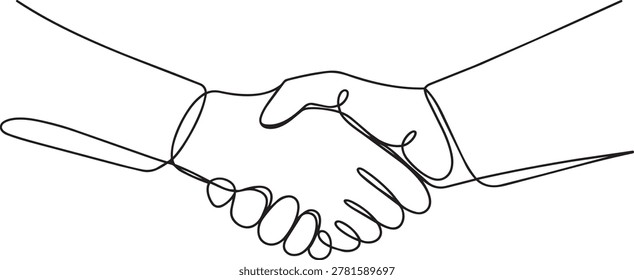 Handshake between two people in a simple line art style