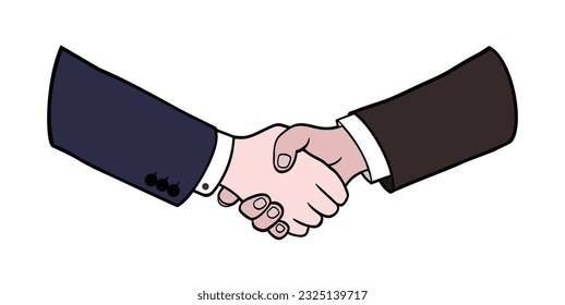 Handshake between two professionals. Vector drawing of the handshake.
