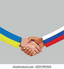 
Handshake between Ukraine and Russia.Negotiations, peace agreements between Russia and Ukraine. No war.