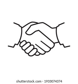 Handshake black line icon. The element for business and finance. Symbol of a successful transaction. Vector illustration flat design. Isolated on white background.