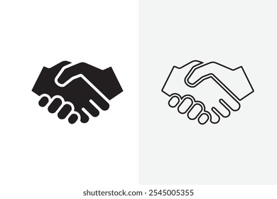 Handshake ícone de vetor preto conjunto, handshake ícone de arte de linha ilustração vetor isolado no fundo branco.