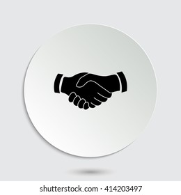 handshake - black vector  icon with shadow