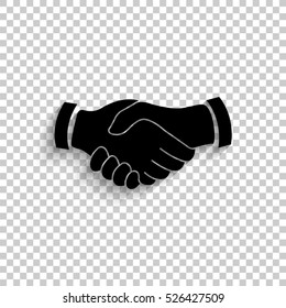 handshake - black vector  icon with shadow