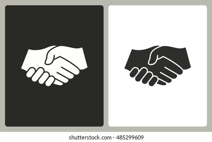 Handshake - black and white icons. Vector illustration.
