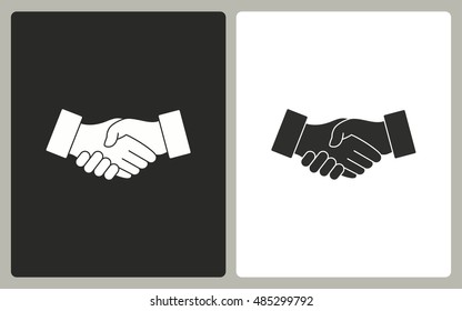 Handshake - black and white icons. Vector illustration.