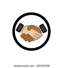 handshake black and white. vector icon. eps8