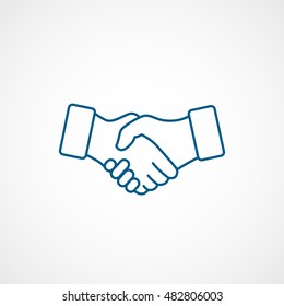 Handshake Blue Line Icon On White Background