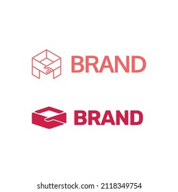 The handshake box logo is suitable for expedition businesses, shipping goods, etc