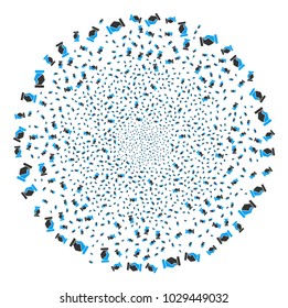 Handshake burst round cluster. Object pattern made from scattered handshake symbols as exploding sphere. Vector illustration style is flat iconic symbols.