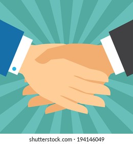 Handshake business concept in flat design style.