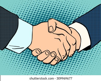 Handshake business deal contract. Business concept then art retro style