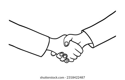 Handshake. Handshake business deal contract. Hand drawn sketch illustration of a handshake. Vector.
